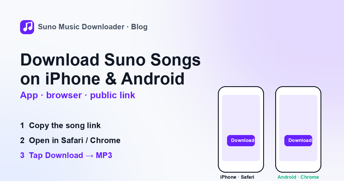 Cómo descargar canciones Suno en iPhone y Android (app, navegador y enlace público)