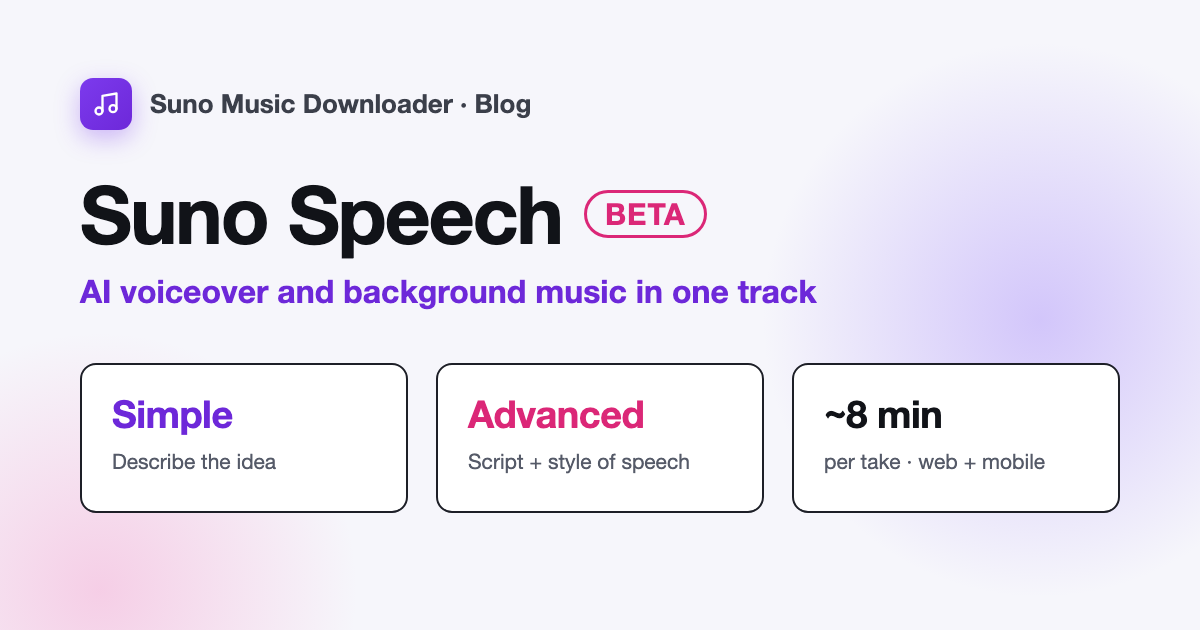 Suno Speech (Beta): How to Make AI Voiceovers, Narration and Spoken Word With Background Music in One Track